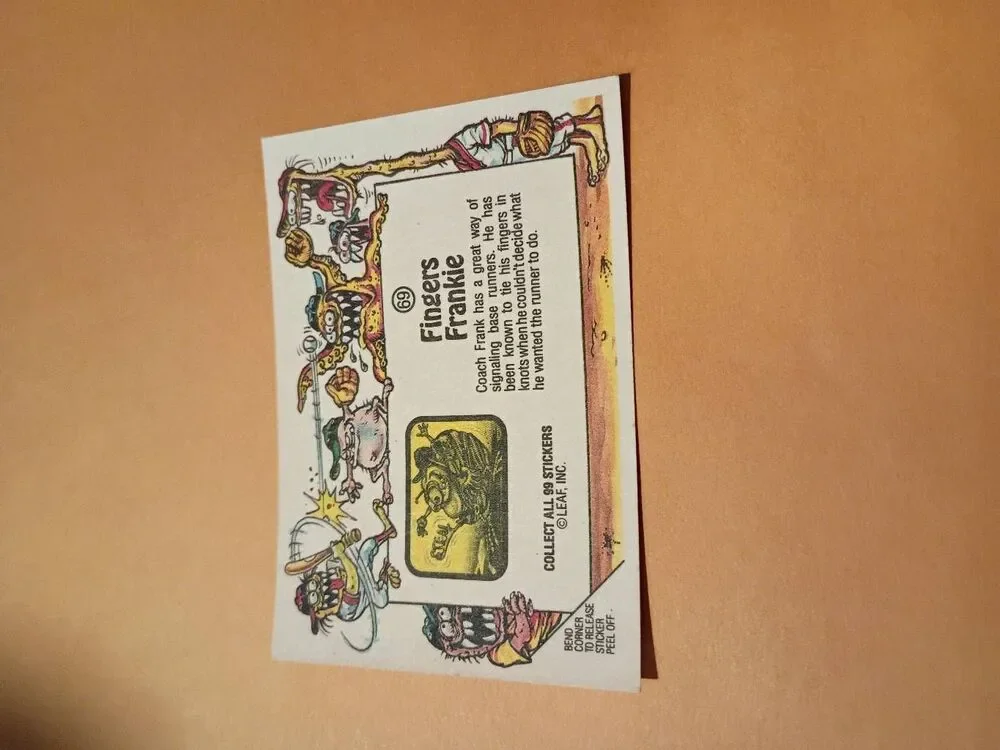 1988 Leaf Awesome All Stars Trading Card 69 Fingers Frankie Baseball Parody